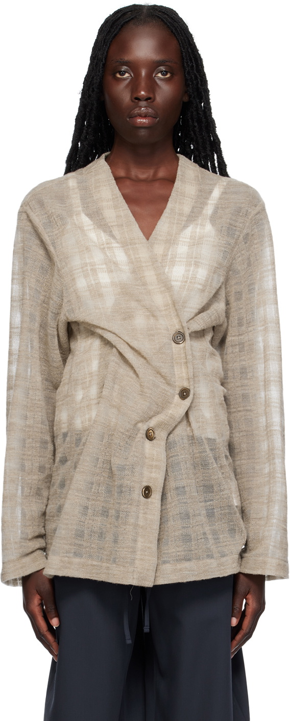 Our Legacy Beige Midline Cardigan Our Legacy Our Legacy Beige Midline Cardigan Our Legacy