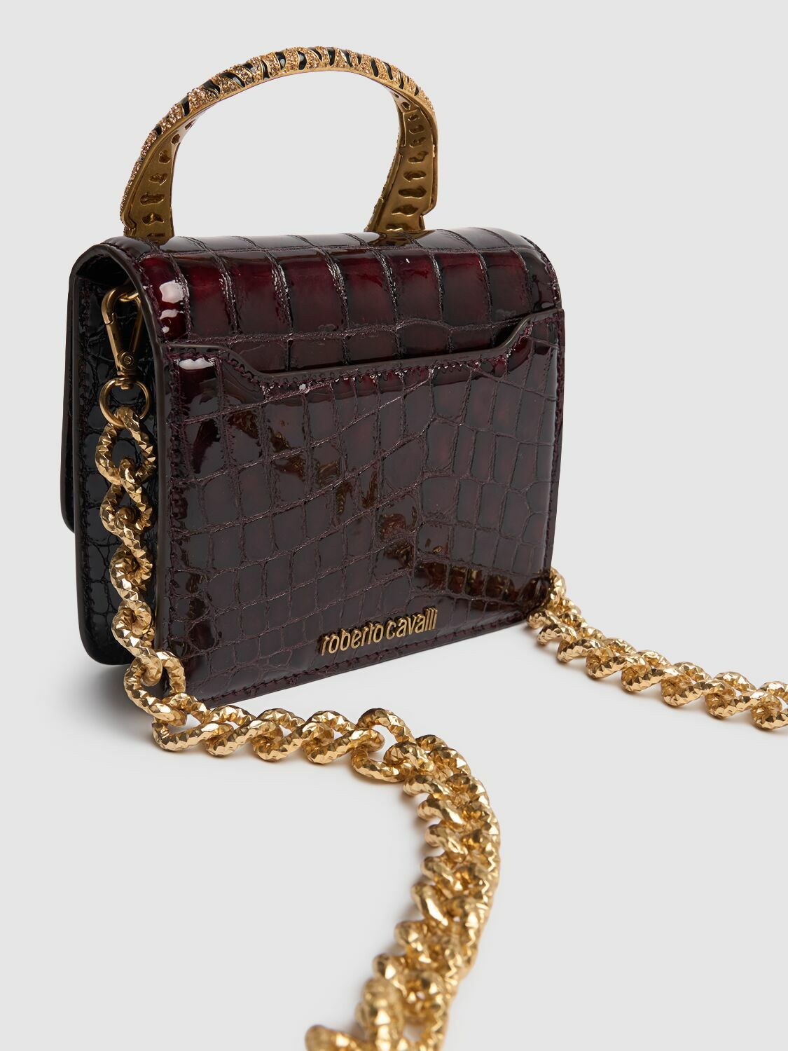 ROBERTO CAVALLI Small Roar Croc Embossed Bag