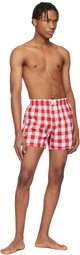 ERL Red & White Gingham Boxer Shorts