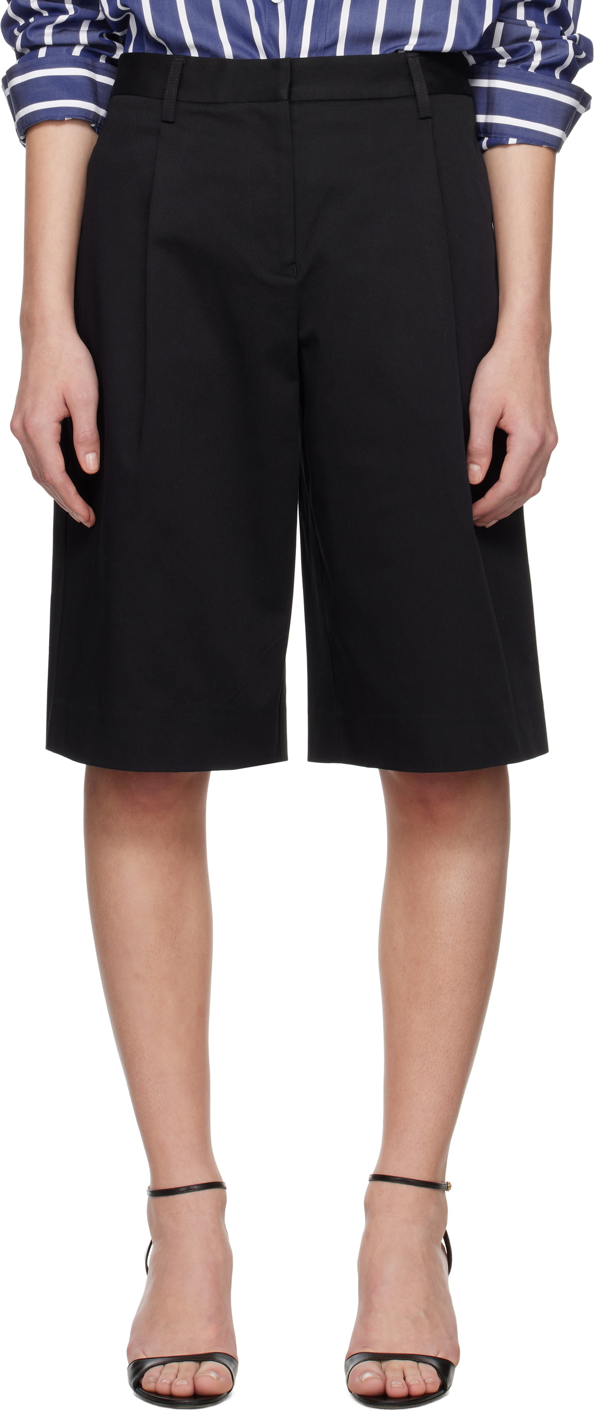Matteau Black Long Chino Shorts