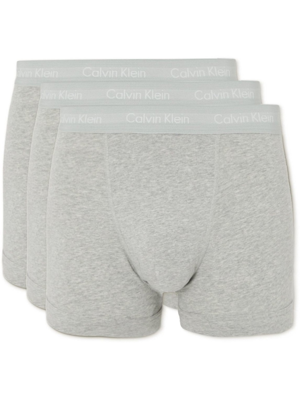 Photo: Calvin Klein Underwear - Three-Pack Stretch-Cotton Boxer Briefs - Gray