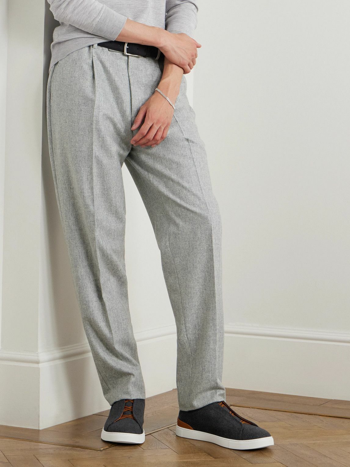 Zegna - Triple Stitch™ Leather-Trimmed Wool Slip-On Sneakers