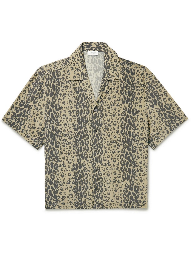 Photo: Deveaux - Resort Camp-Collar Leopard-Print Silk Shirt - Brown