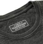 Neighborhood - Logo-Embroidered Mélange Cotton-Jersey T-Shirt - Black