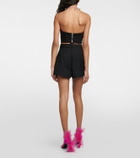 Area Embellished cutout wool shorts