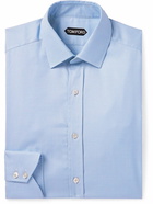 TOM FORD - Houndstooth Cotton and Lyocell-Blend Shirt - Blue