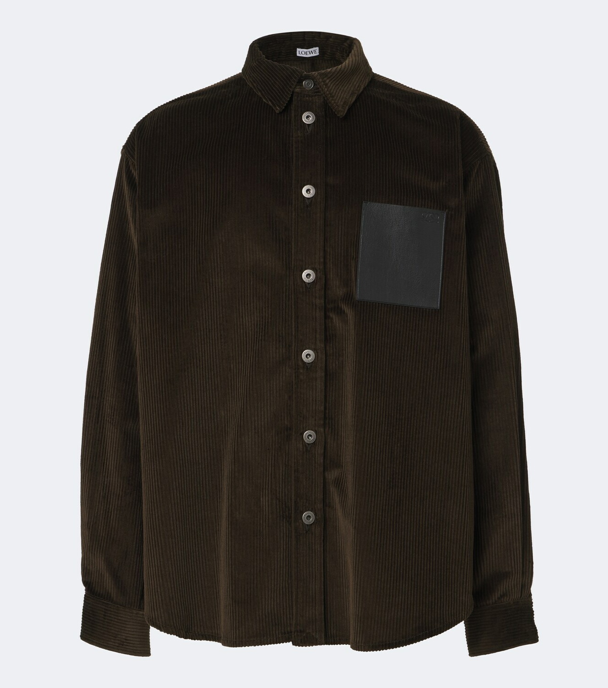 Loewe Leather-trimmed cotton corduroy shirt