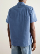 Mr P. - Camp-Collar Striped Organic Cotton Shirt - Blue