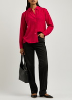Eileen Fisher Plissé Shirt Dark Pink