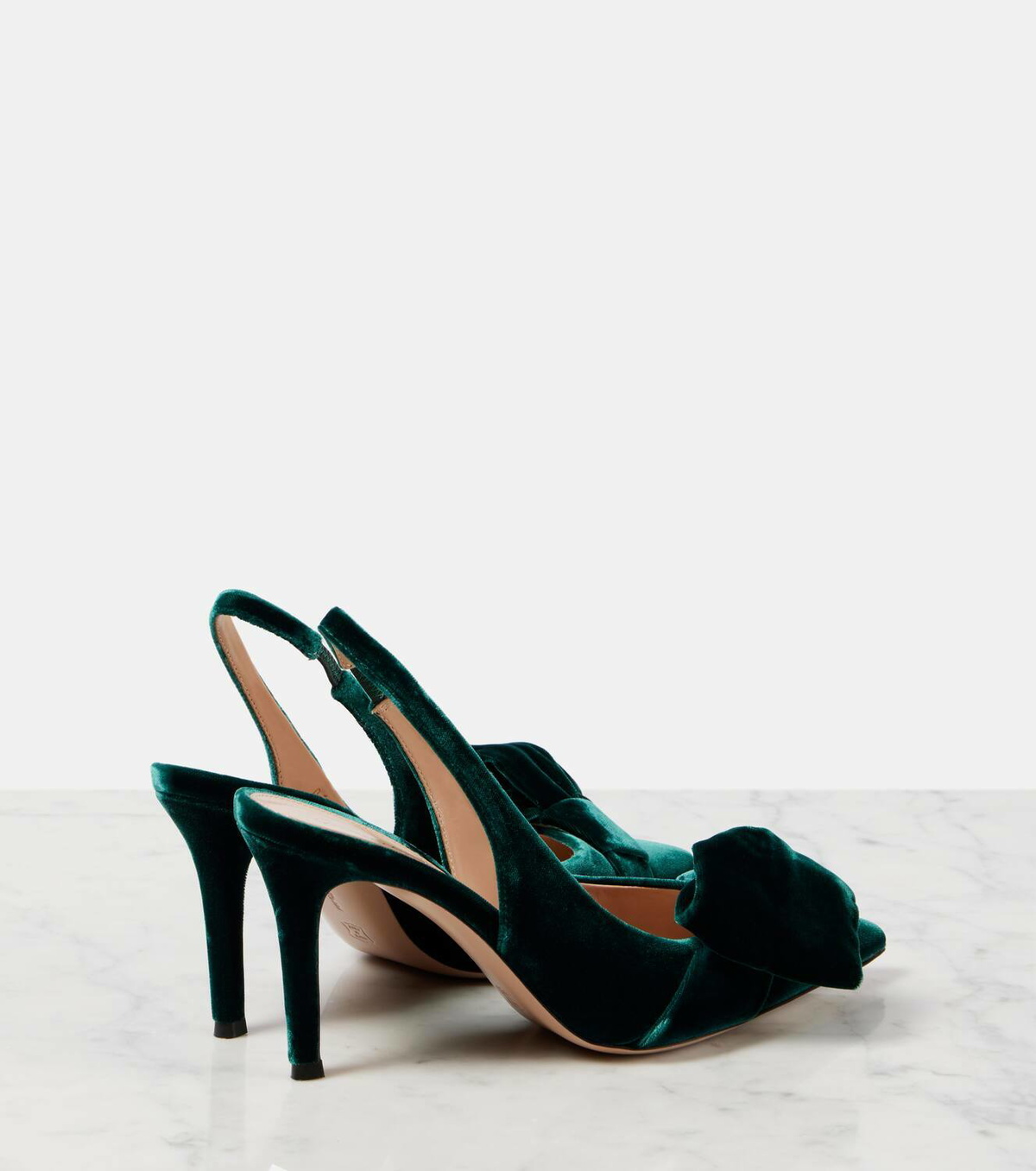 Gianvito Rossi>>ボウスライド GIANVITO ROSSI 120 bow-embellished satin platform sandals