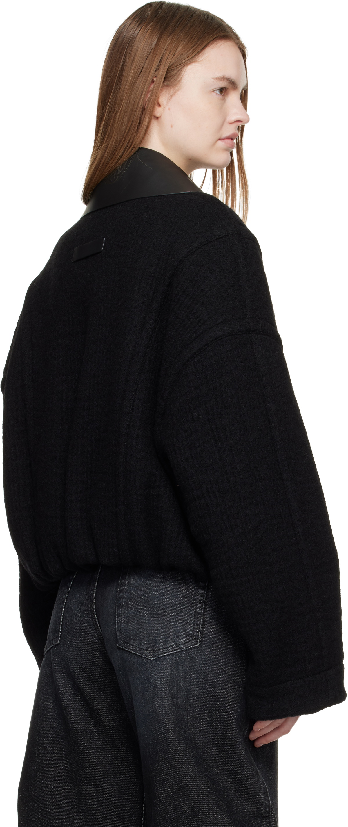 Jean Paul Gaultier Black Heavy Wool Bomber Jacket
