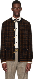 Valentino Brown & Black Wool Cardigan