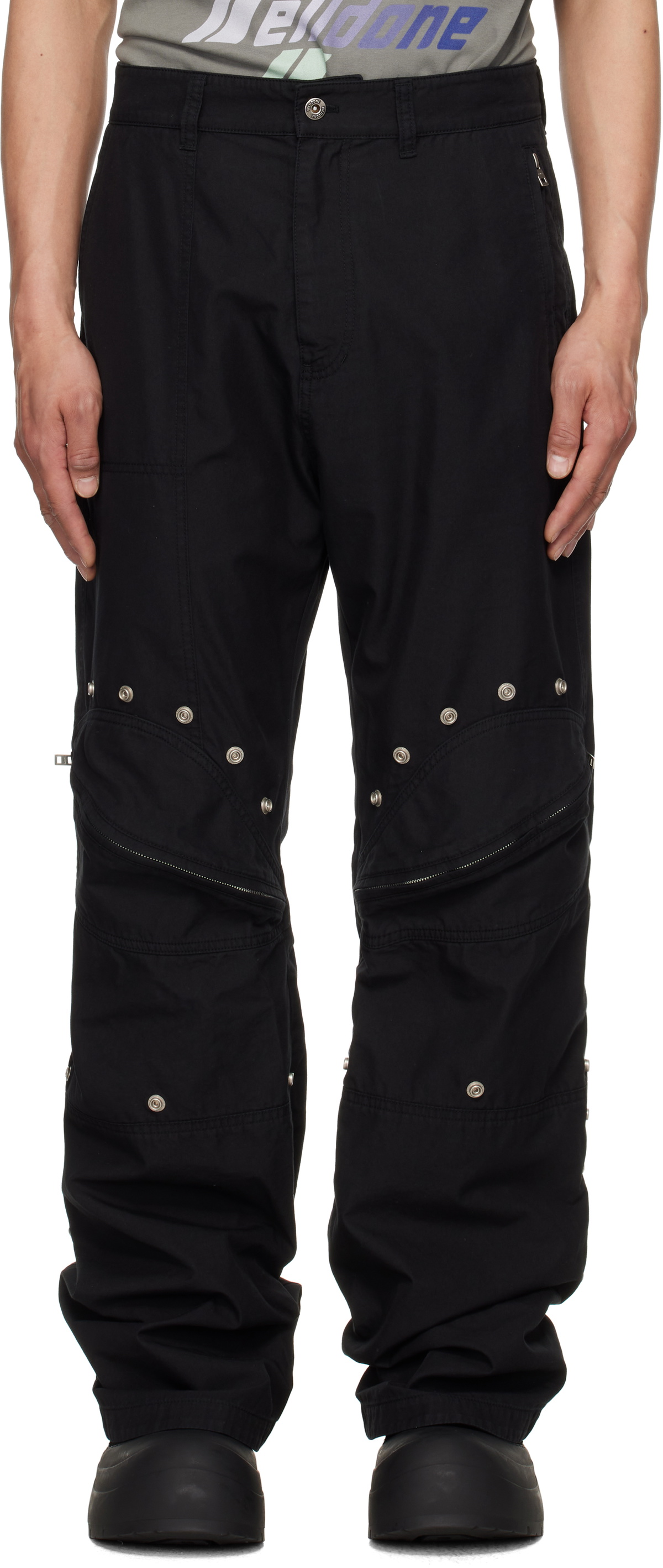 BIKER CARGO DENIM PANTS / BLK & BLK