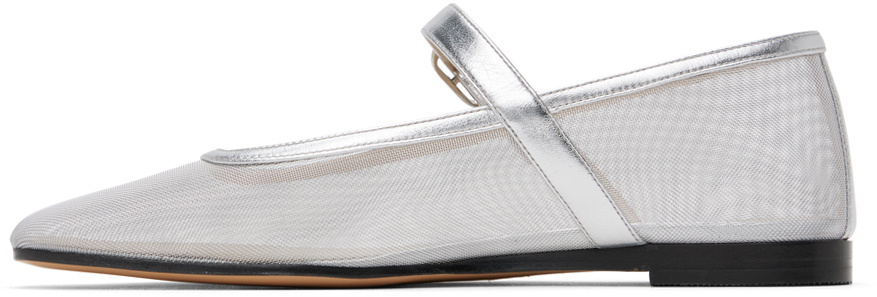 Le Monde Beryl Silver Mesh Mary Jane Ballerina Flats