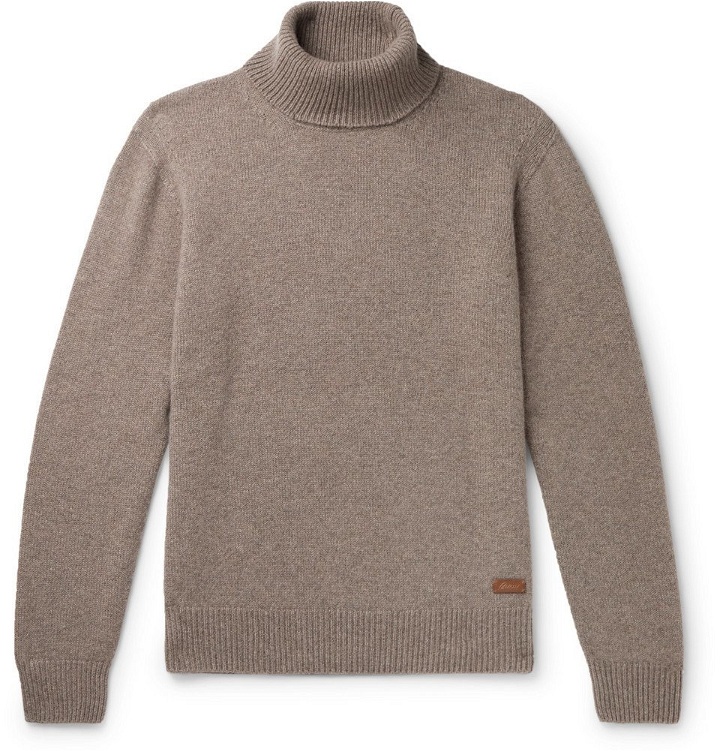 Photo: Brioni - Logo-Appliquéd Cashmere Rollneck Sweater - Taupe