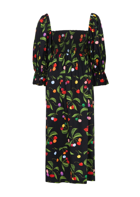 Photo: Borgo DE Nor Viona Printed Cotton Midi Dress Black
