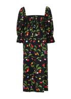 Borgo DE Nor Viona Printed Cotton Midi Dress Black