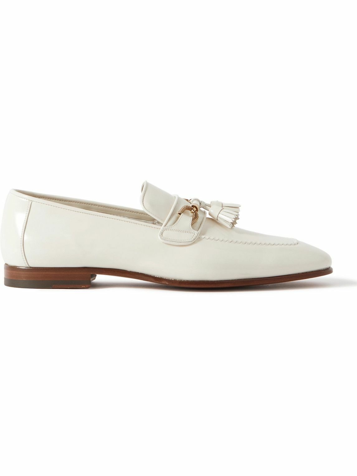 Photo: TOM FORD - Jack Embellished Patent-Leather Tasselled Loafers - Neutrals