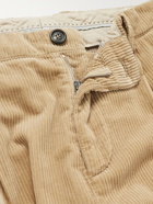 BRUNELLO CUCINELLI - Pleated Cotton-Corduroy Trousers - Neutrals