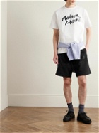 Maison Kitsuné - Straight-Leg Logo-Appliquéd Cotton-Jersey Drawstring Shorts - Black