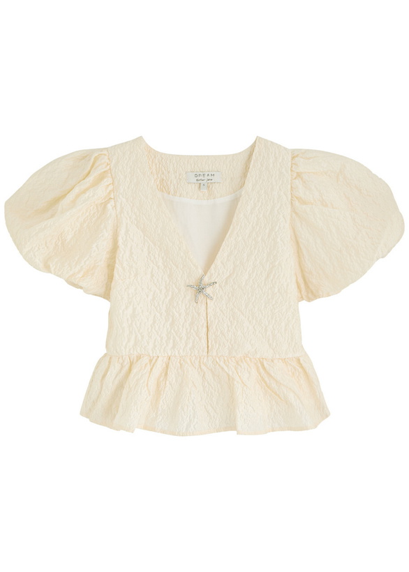 Photo: Sister Jane Reef Jacquard Cloqué Blouse Off White