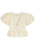 Sister Jane Reef Jacquard Cloqué Blouse Off White