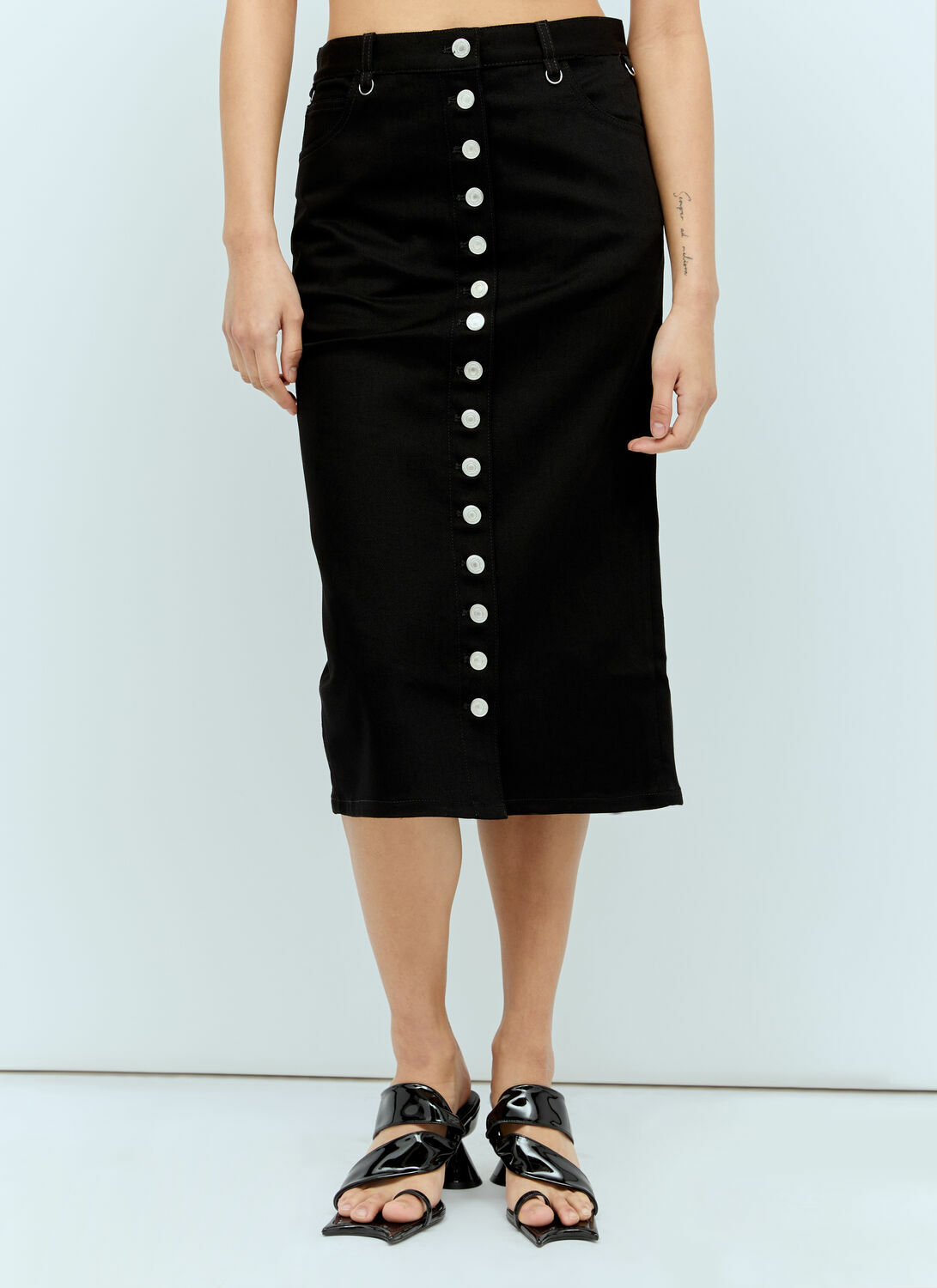Courrèges Multiflex Denim Midi Skirt
