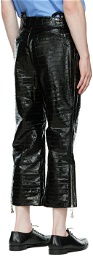Namacheko Black Paneled Eel Leather Pants