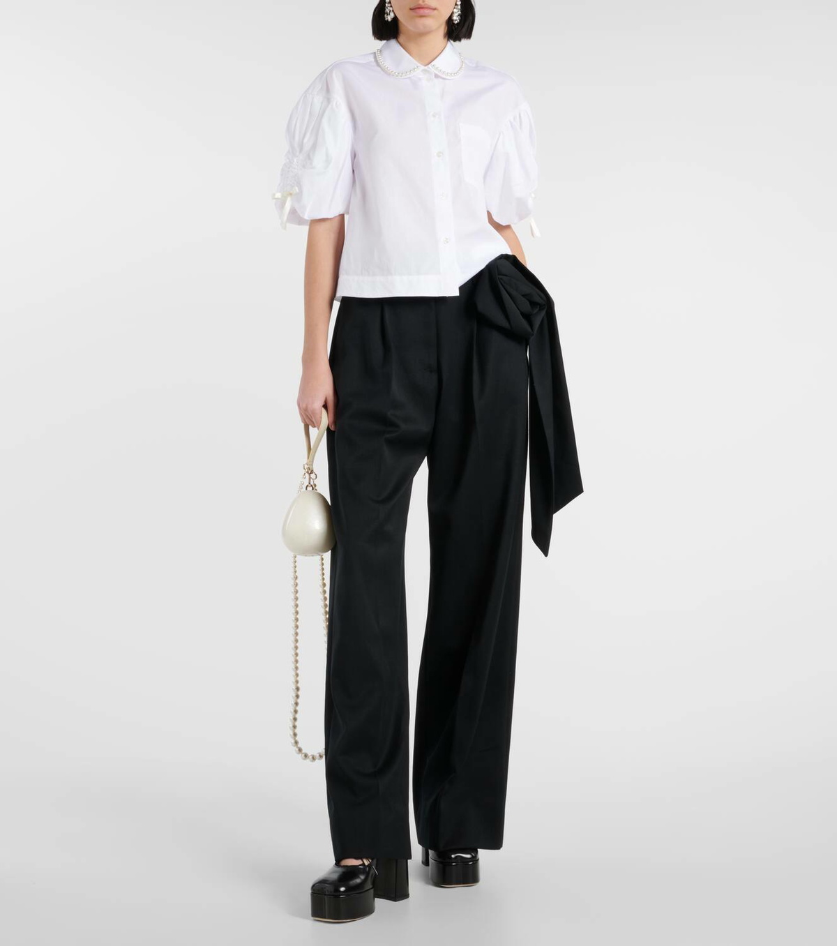 Simone Rocha Floral-appliqué straight pants Simone Rocha