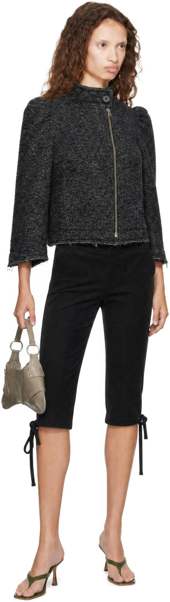 KNWLS Gray Wool Tweed Zip Jacket