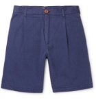 SMR Days - Pleated Embroidered Cotton Shorts - Blue