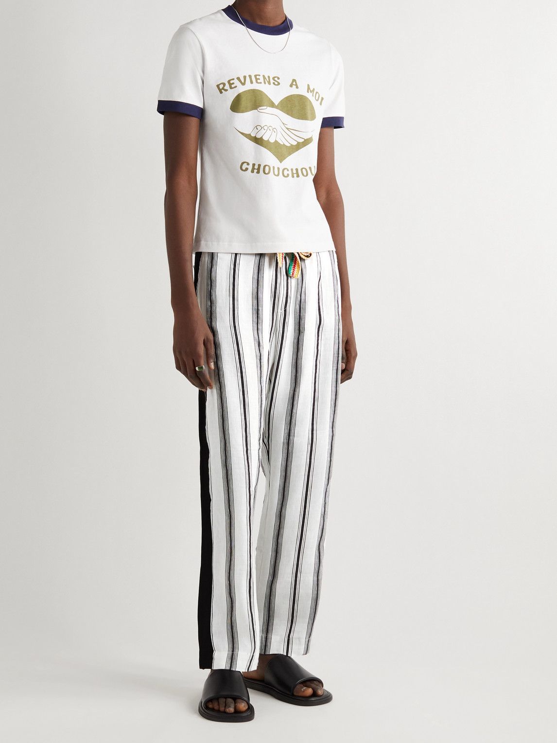 Wales Bonner - Soul Straight-Leg Striped Linen and Silk-Blend Trousers -  White