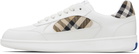 Burberry White Leather & Check Terrace Sneakers​
