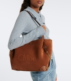 Chloé Chloé Clover leather-trimmed suede tote bag