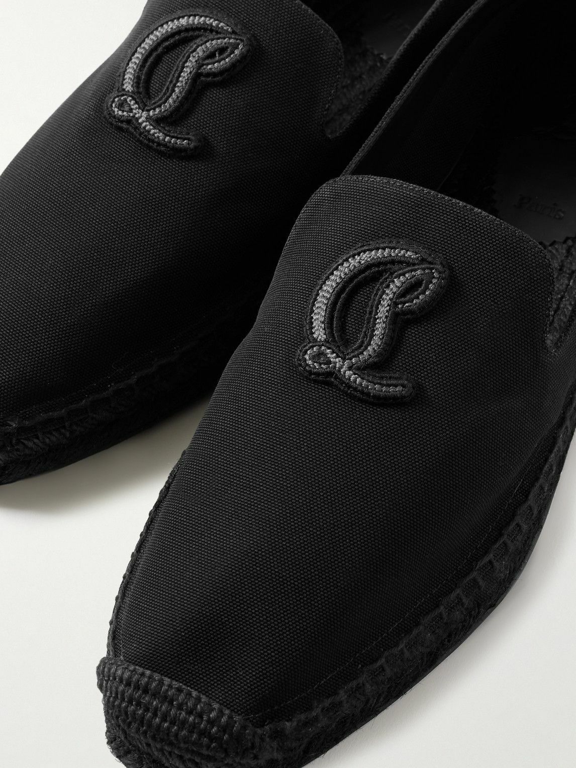 Christian Louboutin - Nanou Logo-Appliquéd Canvas Espadrilles - Black
