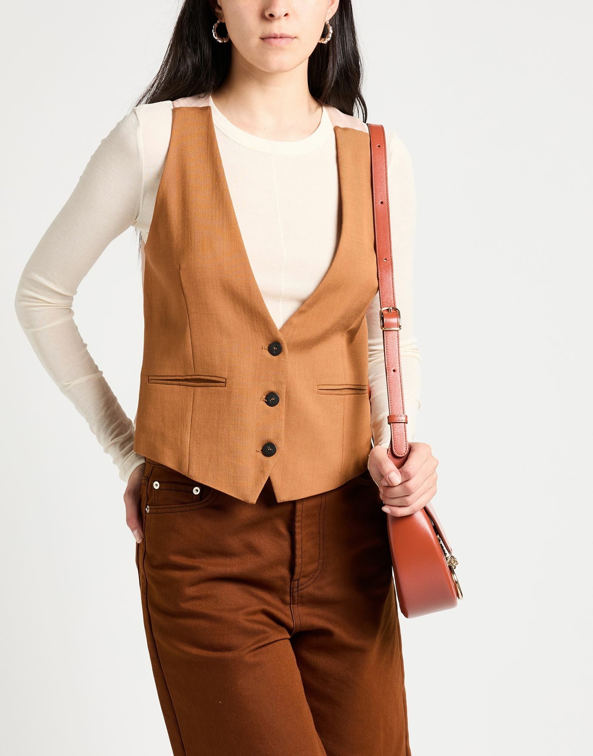 Forte_forte Womens Tailored Vest in Brown