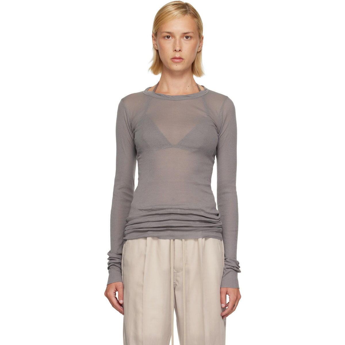 Rick Owens Gray Tower Rib LS T-shirt