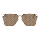 Fendi Gold Rectangular Logo Sunglasses
