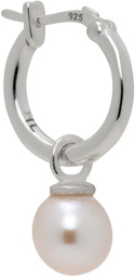 Hatton Labs SSENSE Exclusive Silver & White Pearl Hoop Single Earring