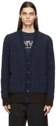 Lanvin Navy & Brown Contrast Edges Cardigan