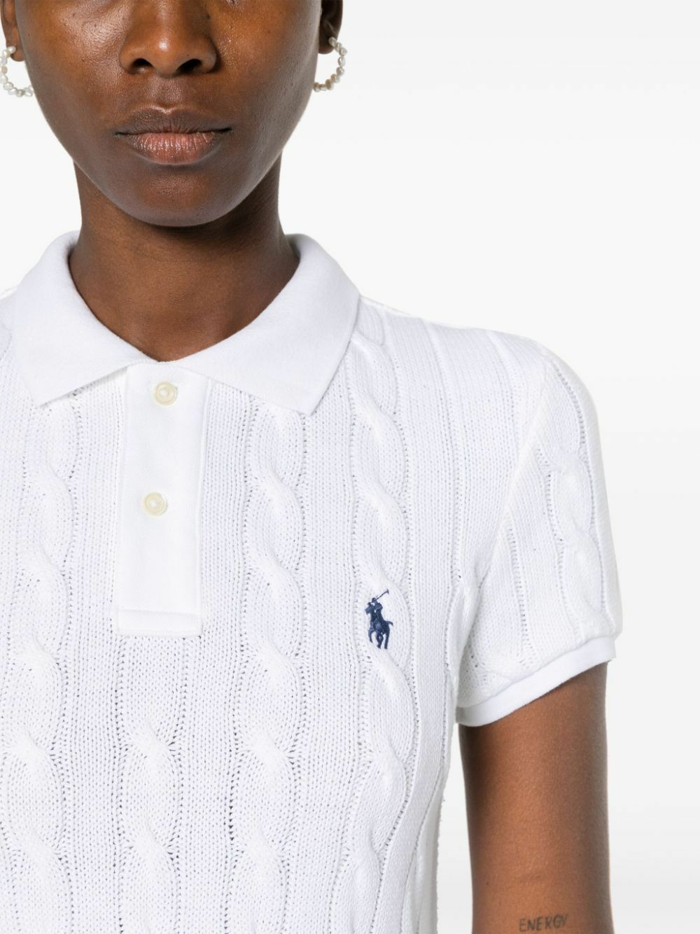 Polo Ralph Lauren White Cable-Knit Cotton Polo Dress Polo Ralph Lauren