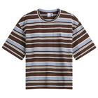 Le Père Men's Tommy T-Shirt in Blue/Brown Stripe