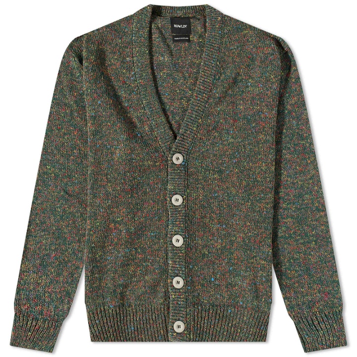 Photo: Howlin by Morrison Men's Howlin' Crystal Knitted Cardigan in Mezcal Green Mix