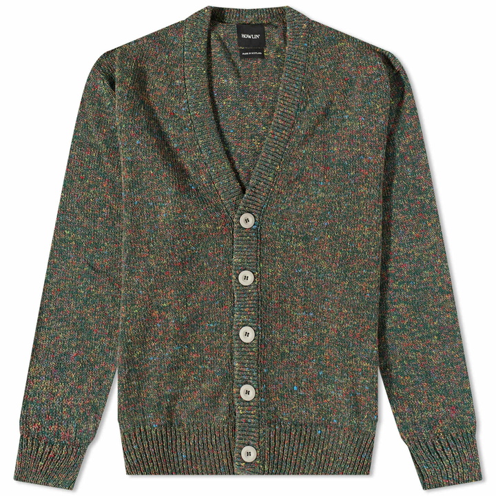 Photo: Howlin by Morrison Men's Howlin' Crystal Knitted Cardigan in Mezcal Green Mix