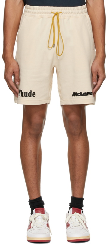 Photo: Rhude Beige McLaren Edition Piqué Rhacer Shorts