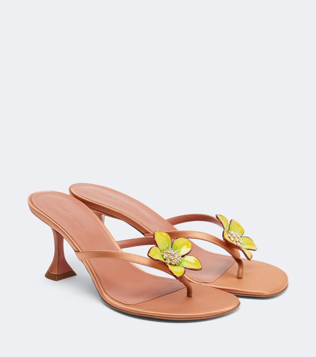 Amina Muaddi Vittoria embellished satin thong sandals