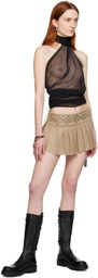 Ludovic de Saint Sernin Beige Eyelet Miniskirt