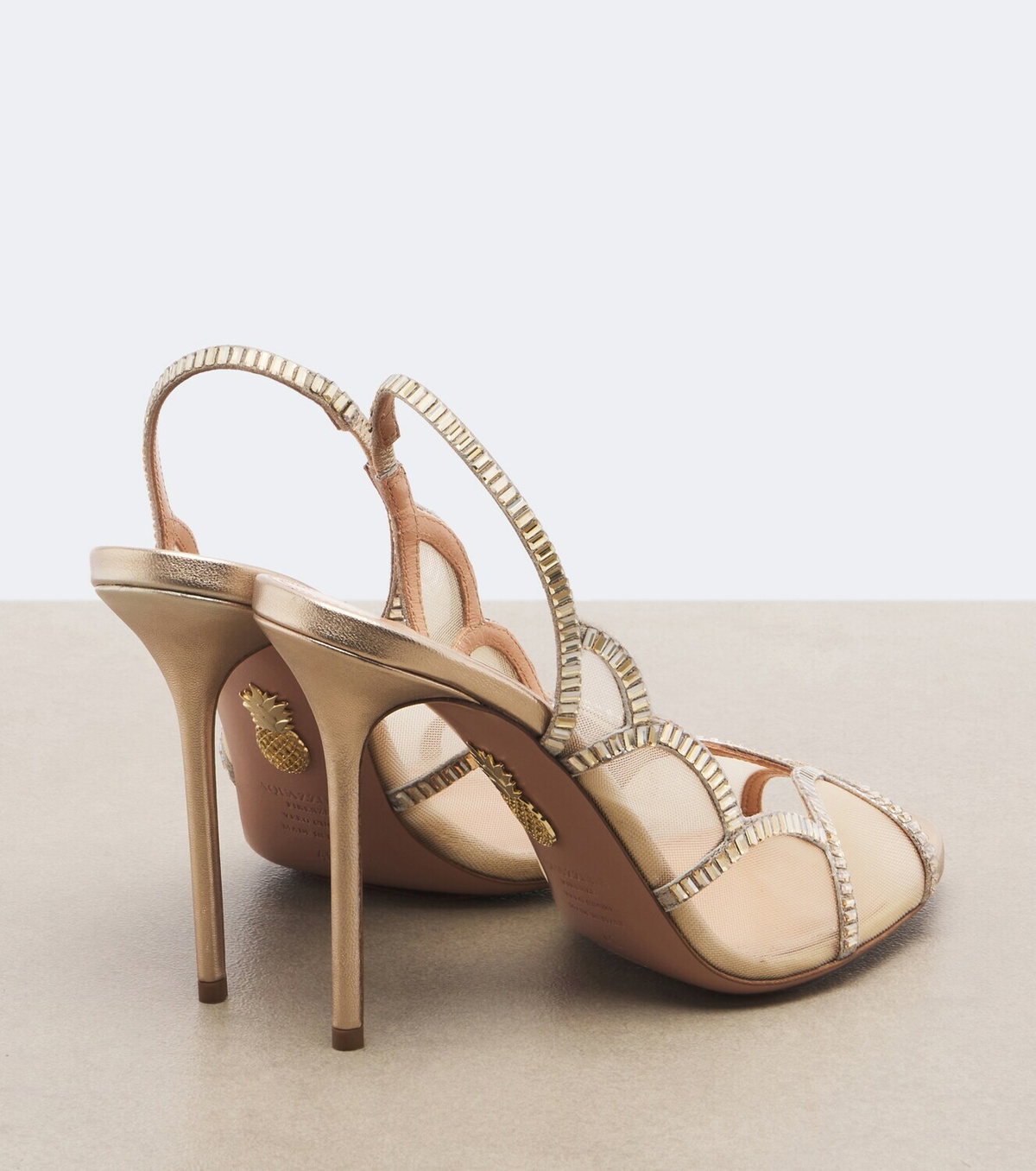 Aquazzura Nightfall embellished mesh slingback sandals