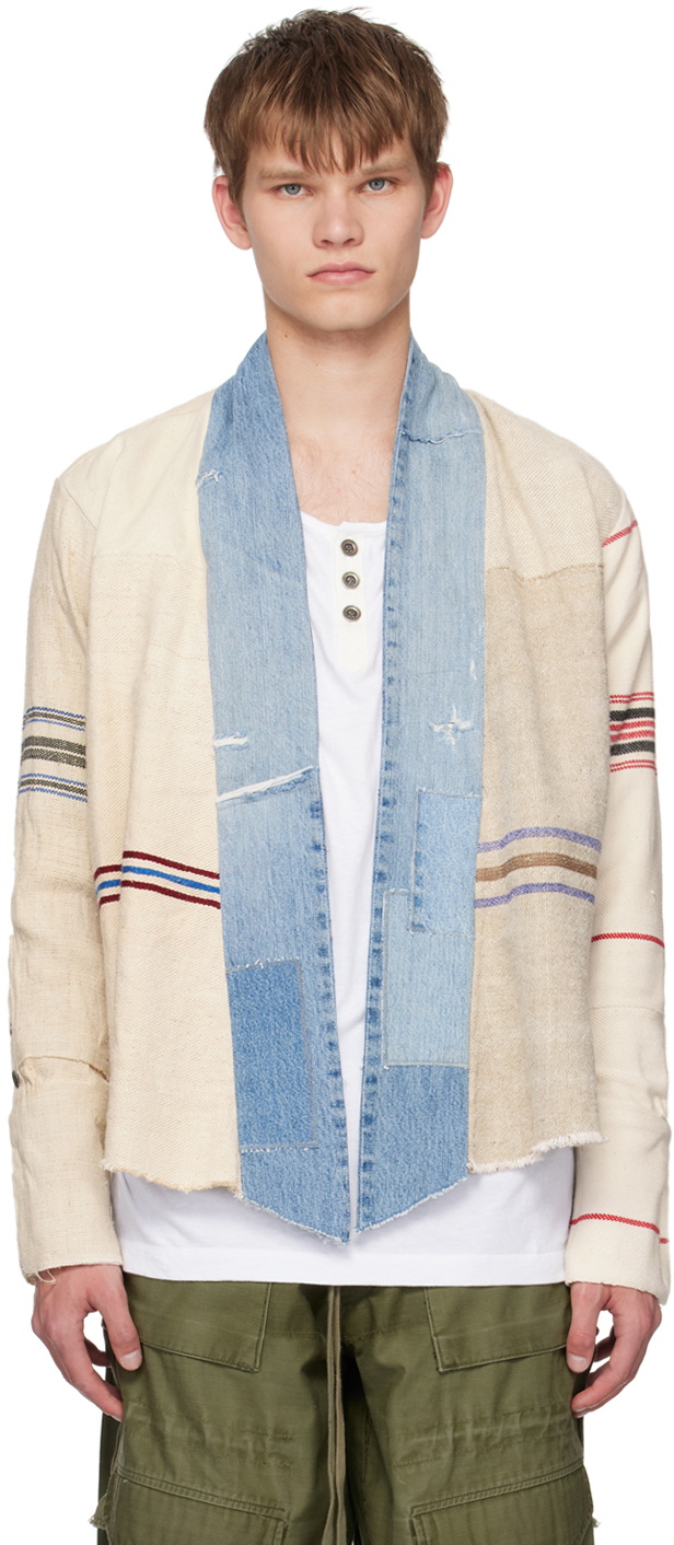 Greg Lauren Beige Sack GL1 Cardigan Greg Lauren