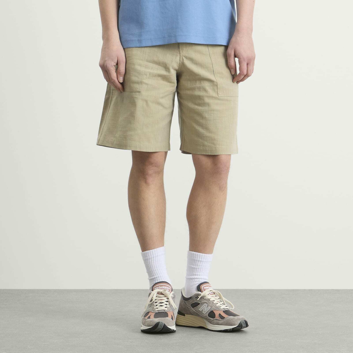 Drôle de Monsieur Men's Cotton Elasticated Waist Shorts in Kaki